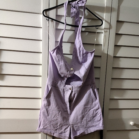 Haute Monde Lavender Halter Romper - Picture 2 of 9